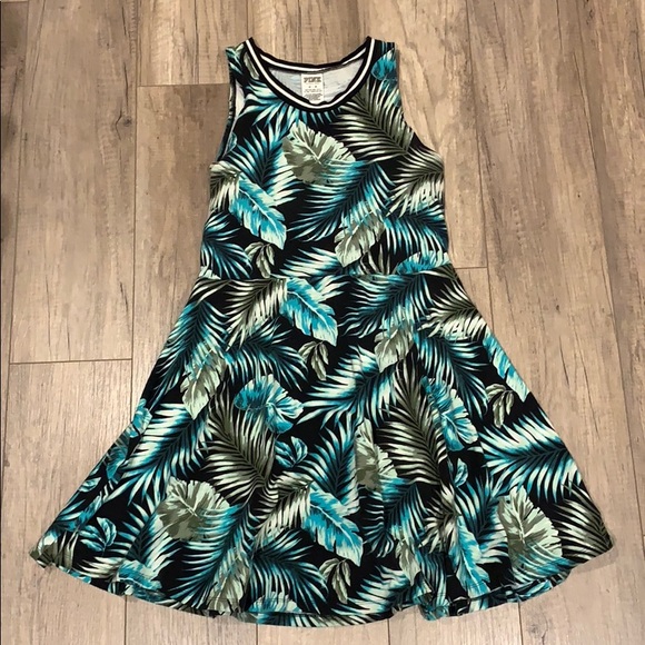 PINK Victoria's Secret Dresses & Skirts - Pink skater dress with leaf print